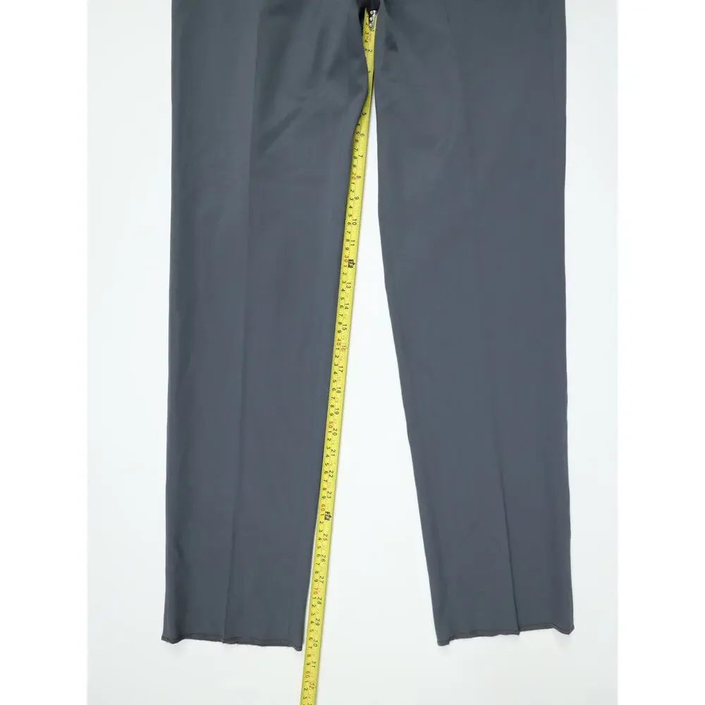 St. John Emma Pewter Gray Wool Blend Straight Leg Pants 8 NWT Raw Hem Luxury